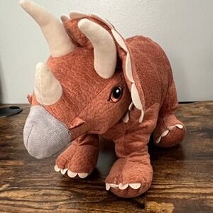 Triceratops Dinosaur Plush Stuffed‎ Animal Toy Doll Kids Brown Cute
